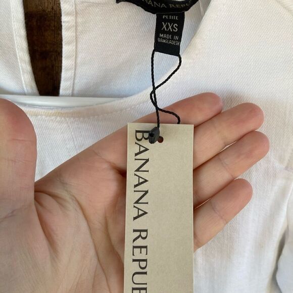 Banana Republic White Denim Stretch Crewneck Short Sleeve Pull-over Top - Picture 4 of 6